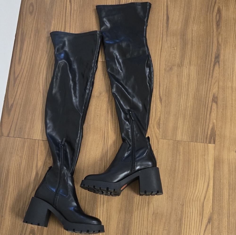 Zara Over The Knee Chunky Boots